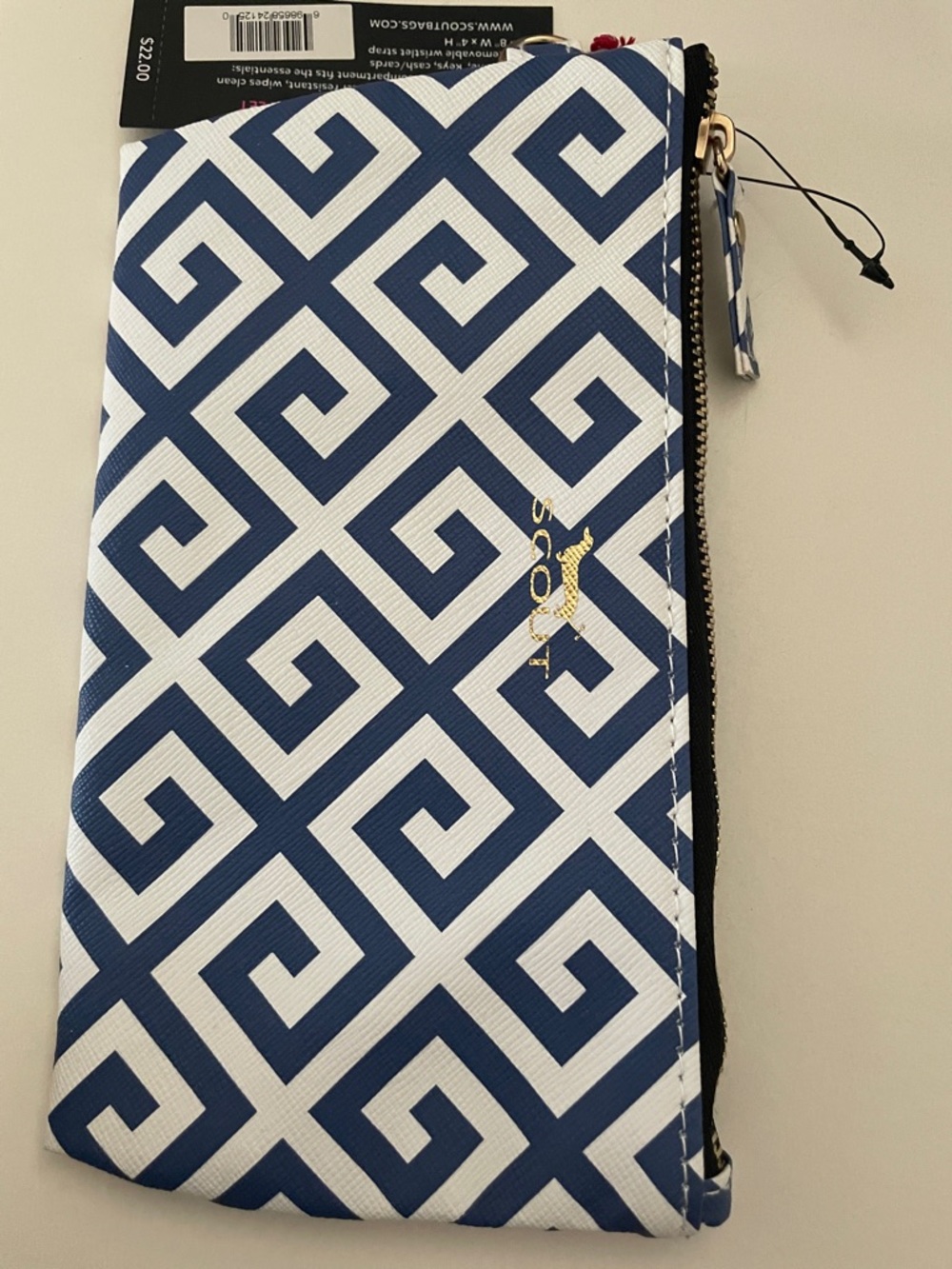 Scout Navy and White Geometric Zip Pouch